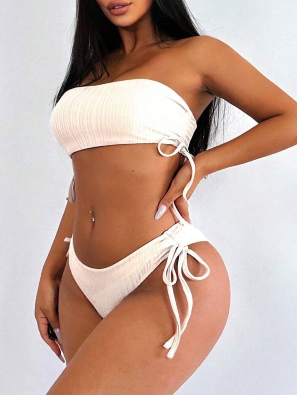 bikini set de dos piezas de color crema size M